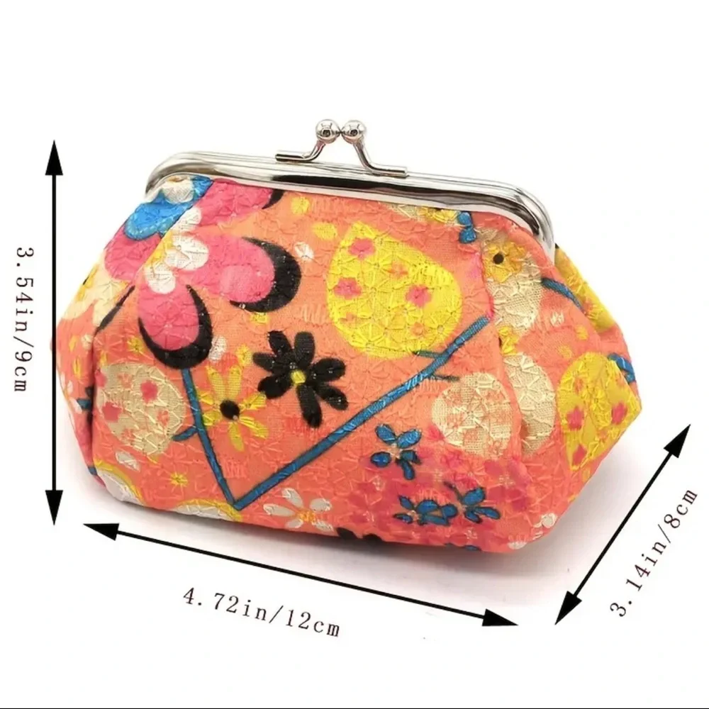 NEW| Women’s Vintage Print Floral Clasp Small Coin Wallet - Picture 5 of 6